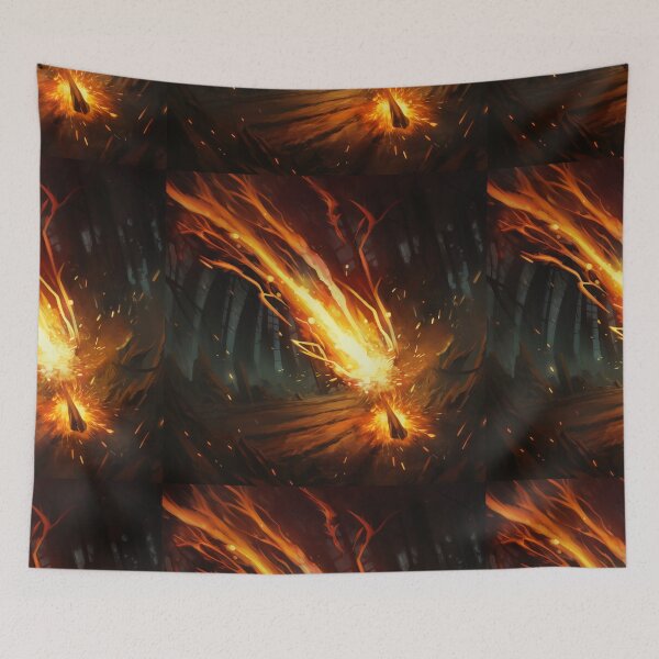 Item preview, Blazing Wildfire Erupting in the Night Forest, Casting Fiery Orange and Yellow Light on the Dark Trees designed and sold by Epsydon Designers.