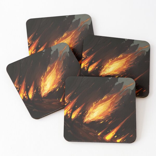 Item preview, Blazing Wildfire Erupting in the Night Forest, Casting Fiery Orange and Yellow Light on the Dark Trees designed and sold by Epsydon Designers.