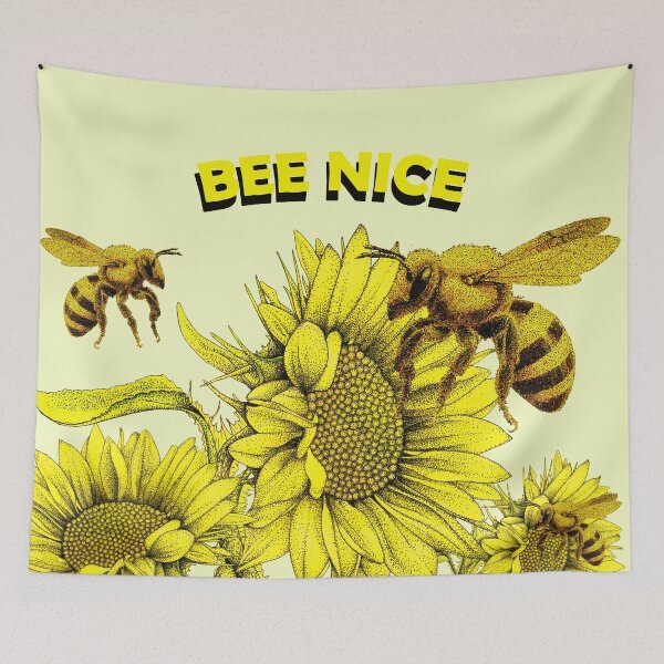 Item preview, Bee Nice – Pointillist Sunflower & Bee Illustration designed and sold by Flower Magic .