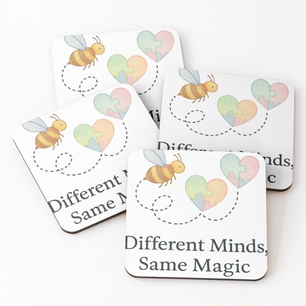 Item preview, Different Minds, Same Magic – Bee & Puzzle Heart Autism Awareness Design designed and sold by Painted Moon by Luna Bee™.