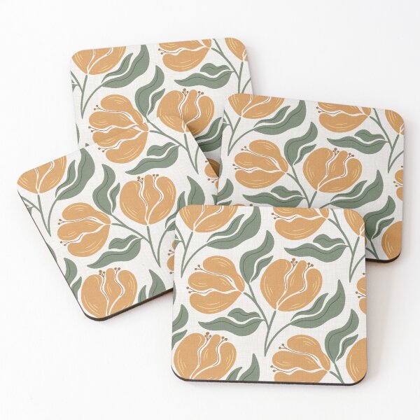 Item preview, Flowy Orange Flowers Floral Pattern designed and sold by SaltyCoveStudio.