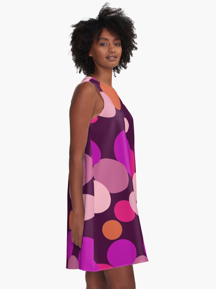 Alternative Ansicht von Große 70er Jahre Polka Dots in lila A-Linien Kleid