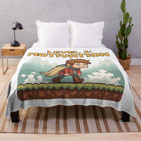 Item preview, Level 1 Motivation, Pixel Art Gamer Humour Design. designed and sold by The-T-In-Retro.