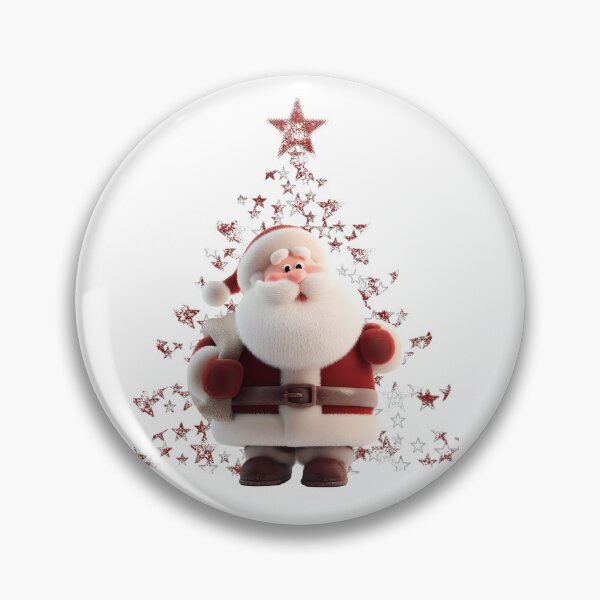 Item preview, Cute Fluffy Santa Claus with Red Glitter Star Christmas Tree designed and sold by designwiss.