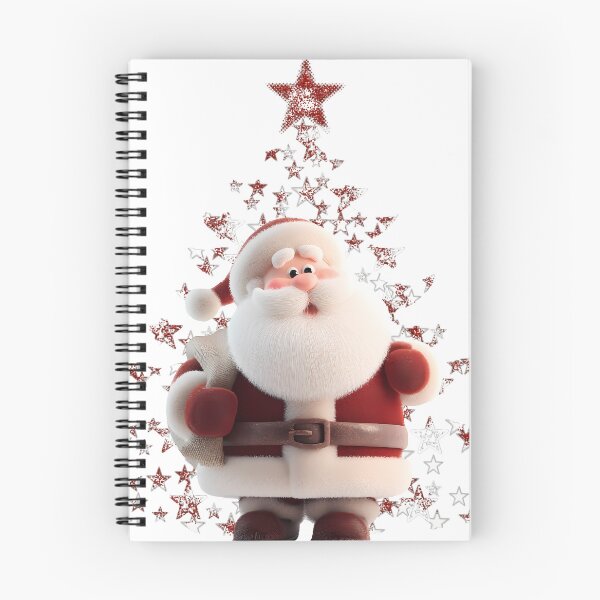 Item preview, Cute Fluffy Santa Claus with Red Glitter Star Christmas Tree designed and sold by designwiss.