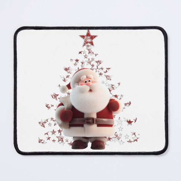 Item preview, Cute Fluffy Santa Claus with Red Glitter Star Christmas Tree designed and sold by designwiss.