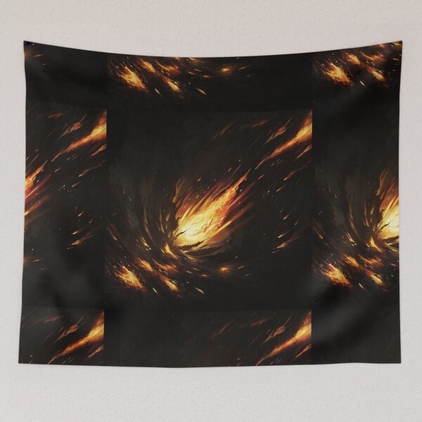 Item preview, Blazing Wildfire Erupting in the Night Forest, Casting Fiery Orange and Yellow Light on the Dark Trees designed and sold by Epsydon Designers.