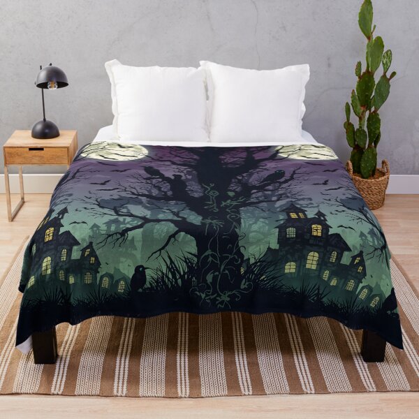 Item preview, Spooky Halloween Haunted Mansion in a Ghoulish Moonlit Forest designed and sold by MoonlitDoodles1.