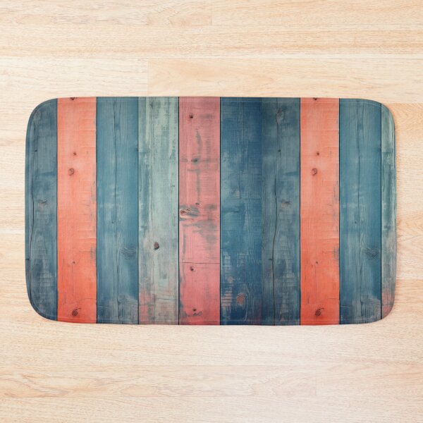Item preview, Rustic vertical wooden fence panels in distressed blue, teal, and peachy-orange with peeling paint texture designed and sold by Epsydon Designers.