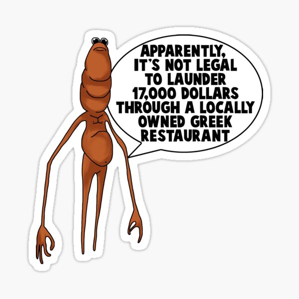 Marcus The Worm Vr Chat Funny Meme Tiktok Viral Greek Restaurant Sticker