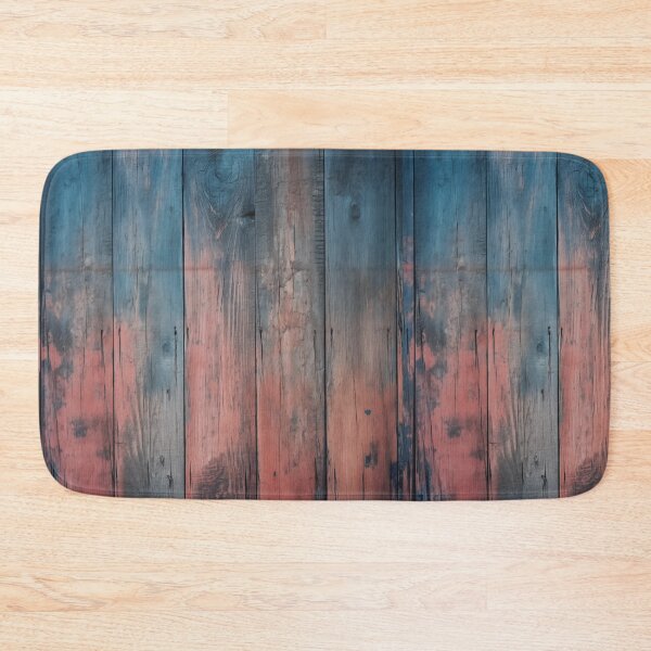 Item preview, Rustic vertical wooden fence panels in distressed blue, teal, and peachy-orange with peeling paint texture designed and sold by Epsydon Designers.
