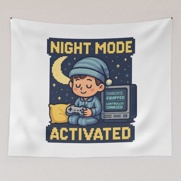 Item preview, Night Mode Activated Cute Gamer Pyjamas Retro Design.   designed and sold by The-T-In-Retro.