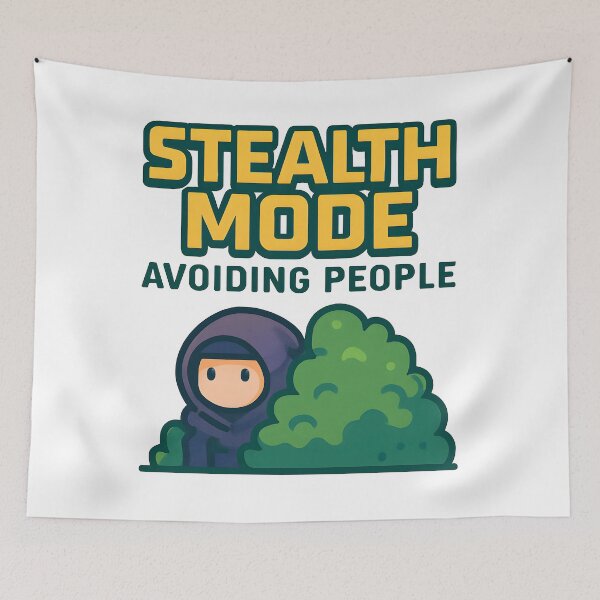 Item preview, Stealth Mode Avoiding People Funny Ninja Cartoon Design.  designed and sold by The-T-In-Retro.