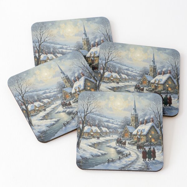 Item preview, Traditional Christmas Snowy English Cotswold Village Scene designed and sold by MeadowFarmPrint.