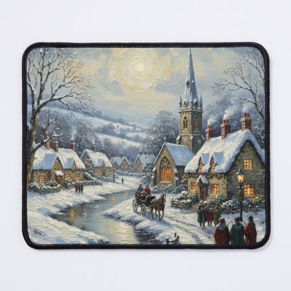 Item preview, Traditional Christmas Snowy English Cotswold Village Scene designed and sold by MeadowFarmPrint.