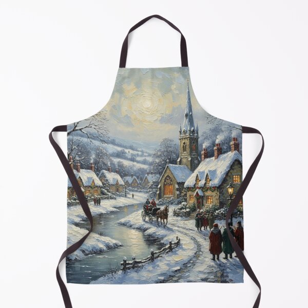 Item preview, Traditional Christmas Snowy English Cotswold Village Scene designed and sold by MeadowFarmPrint.