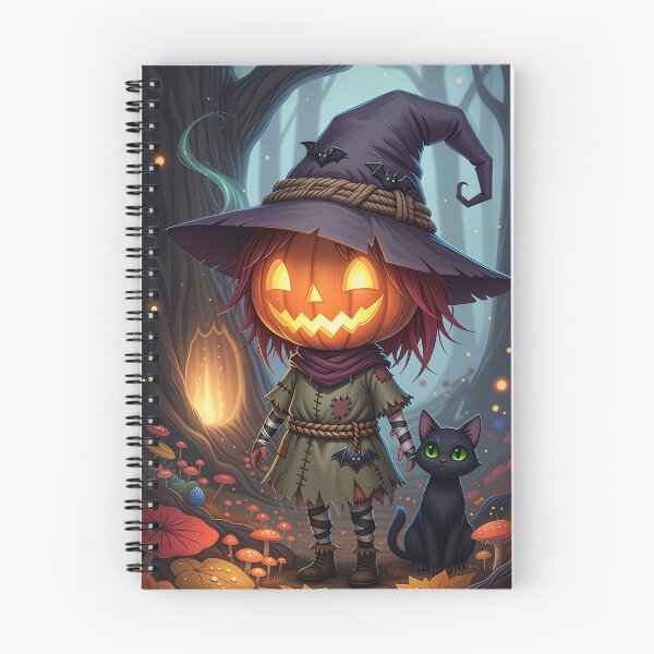 Item preview, Cute Spooky Pumpkin Witch with Black Cat - Halloween Forest Charm designed and sold by MilanCaArt.