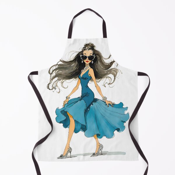 Item preview, Spunky Glam Woman In Sunglasses Long Ruffle Dress & Sparkly Heels designed and sold by CarrollGene.