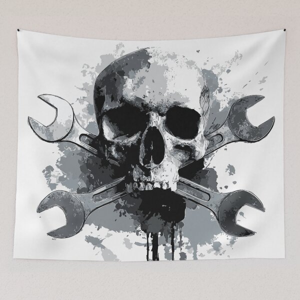 Item preview, Grunge skull with wrenches – Industrial metal design designed and sold by drizzd.