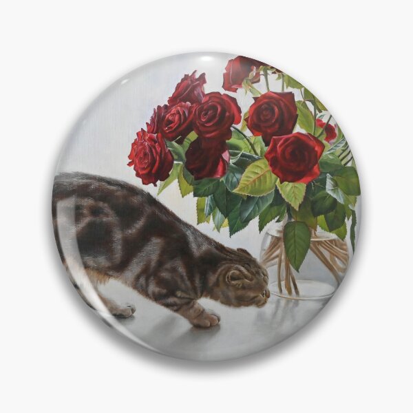 Item preview, Lionel the Cat and the Roses – Fine Art Print designed and sold by LukianArtPrint.