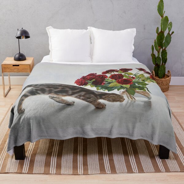 Item preview, Lionel the Cat and the Roses – Fine Art Print designed and sold by LukianArtPrint.
