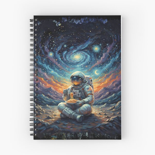Item preview, Space man, astronaut eating spaghetti in impressionism,Van Gogh parody, famous painting, Starry Night Style Van Gogh painting impressionism designed and sold by Collagedream.