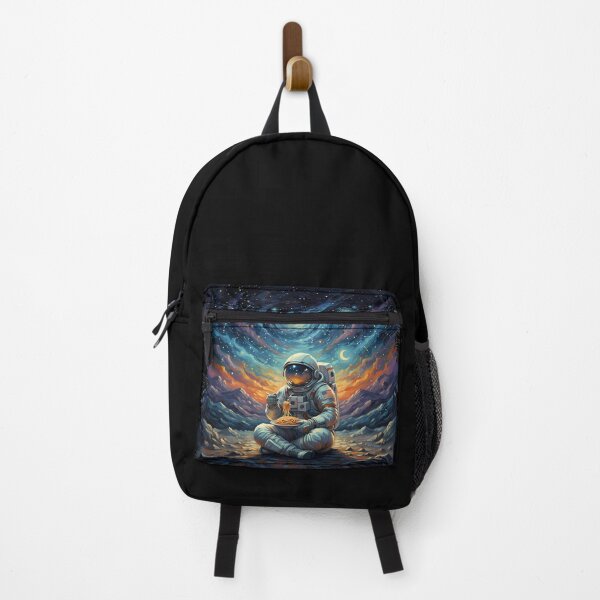 Item preview, Space man, astronaut eating spaghetti in impressionism,Van Gogh parody, famous painting, Starry Night Style Van Gogh painting impressionism designed and sold by Collagedream.