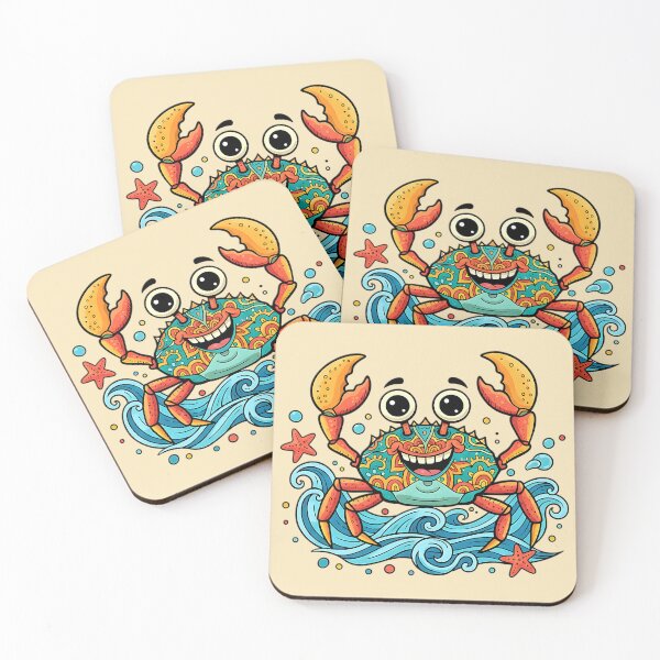 Item preview, Smiling Crab with Vibrant Shell – Playful Ocean Scene designed and sold by AwesomeBeyondLimits.
