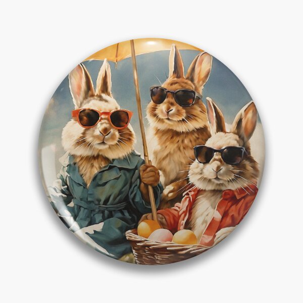 Item preview, Vintage Animal Art: Comfy Rabbits with Sunglasses | Animal Art | Oil Painting | Vintage Art | Gift for Easter designed and sold by UnhingedBird.
