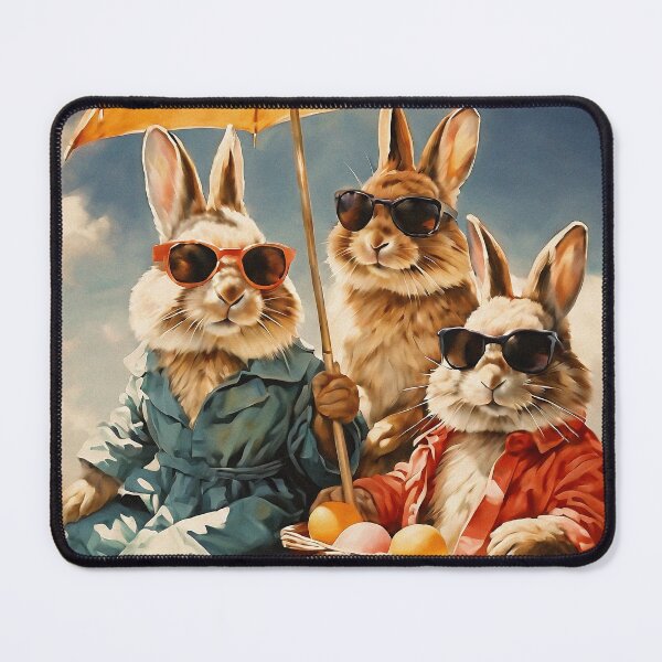 Item preview, Vintage Animal Art: Comfy Rabbits with Sunglasses | Animal Art | Oil Painting | Vintage Art | Gift for Easter designed and sold by UnhingedBird.