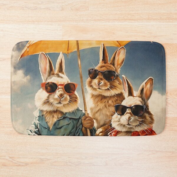 Item preview, Vintage Animal Art: Comfy Rabbits with Sunglasses | Animal Art | Oil Painting | Vintage Art | Gift for Easter designed and sold by UnhingedBird.