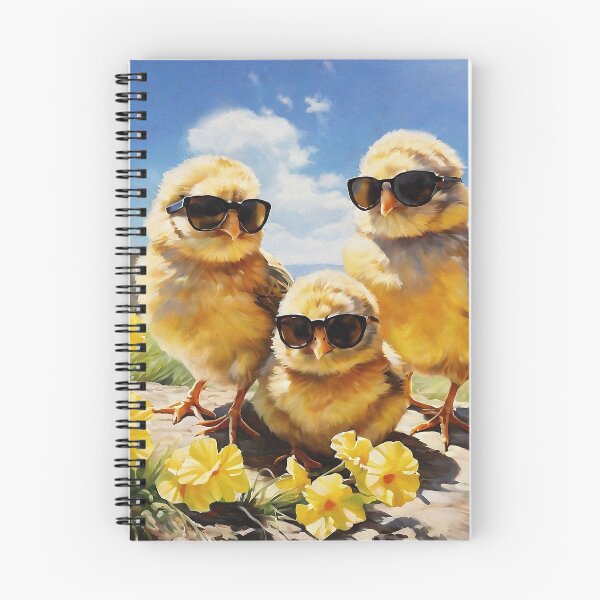 Item preview, Vintage Animal Art: Three Yellow Chicks with Sunglasses Enjoying Spring | Animal Art | Oil Painting | Vintage Art | Gift for Easter designed and sold by UnhingedBird.