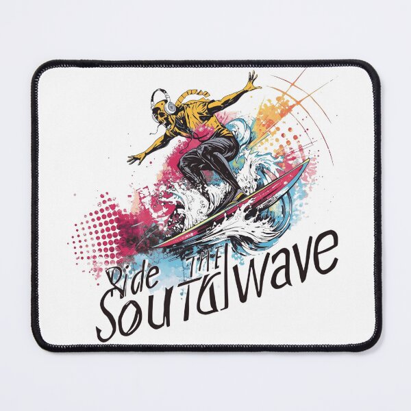 Item preview, Ride the Soundwave surfing on giant colorful soundwave with headphones on 1 designed and sold by Neon G.