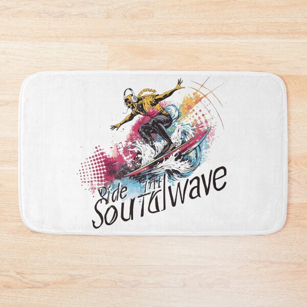 Item preview, Ride the Soundwave surfing on giant colorful soundwave with headphones on 1 designed and sold by Neon G.