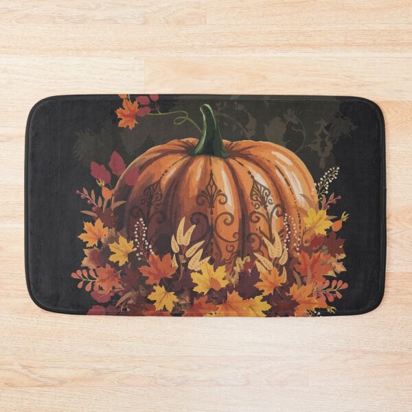 Item preview, Pumpkin and colorful autumn leaves, autumn is coming, pumpkins, halloween, fall, autumn, orange designed and sold by Collagedream.