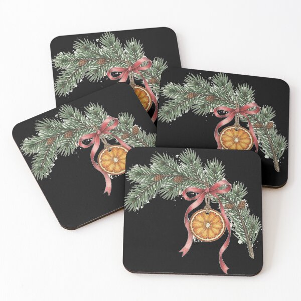 Item preview, Watercolor Christmas Wreath with Orange Slice & Pine Cones designed and sold by A-Szczesniak.