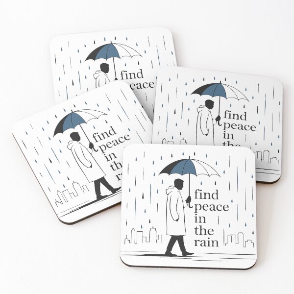 Item preview, Find Peace in the Rain – Minimalist Line Art designed and sold by TeeLabDesign.