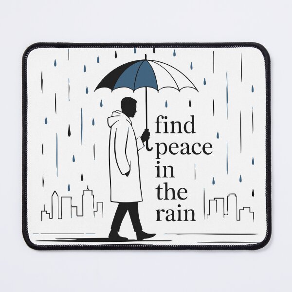 Item preview, Find Peace in the Rain – Minimalist Line Art designed and sold by TeeLabDesign.