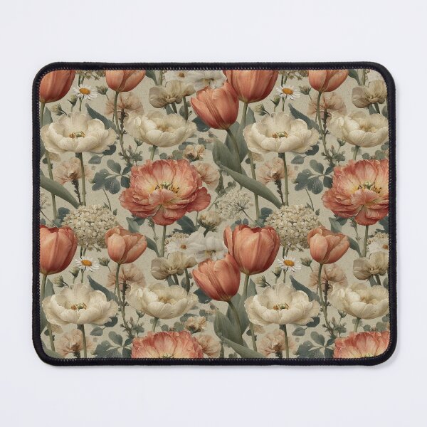 Item preview, Vintage Coral Tulip Garden designed and sold by Angela Santana Designs.