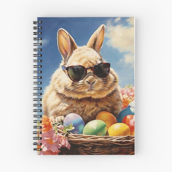 Item preview, Vintage Animal Art: Easter Bunny with Sunglasses in a Basket | Animal Art | Oil Painting | Vintage Art | Gift for Easter designed and sold by UnhingedBird.