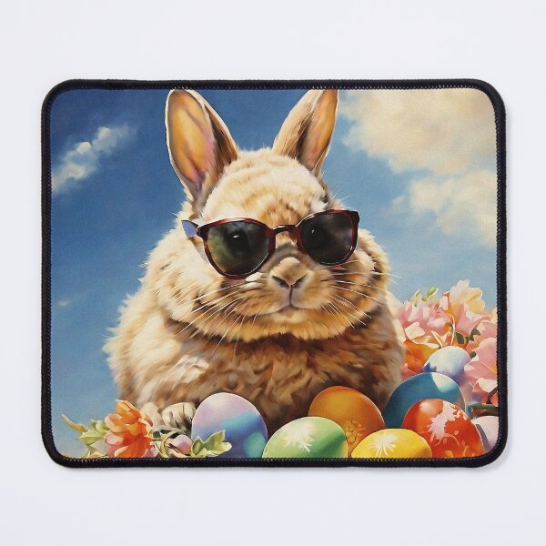 Item preview, Vintage Animal Art: Easter Bunny with Sunglasses in a Basket | Animal Art | Oil Painting | Vintage Art | Gift for Easter designed and sold by UnhingedBird.
