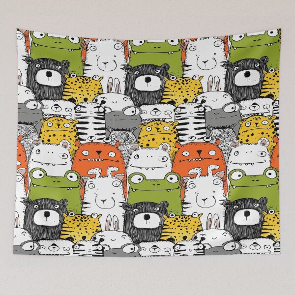 Item preview, Bold And Quirky Sketchy Jungle Animals Crowd designed and sold by Piotrek0001.