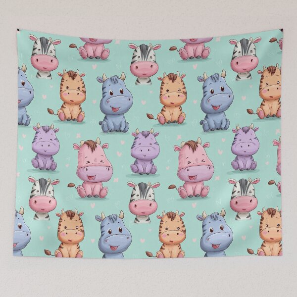Item preview, Pastel Baby Farm Animals Cute Nursery Pattern designed and sold by Piotrek0001.