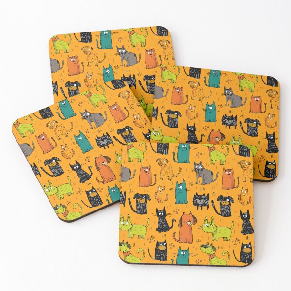 Item preview, Quirky Hand-Drawn Colorful Cats And Dogs designed and sold by Piotrek0001.