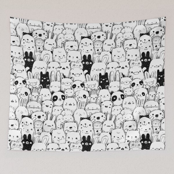 Item preview, Chaotic Black And White Doodle Animal Friends designed and sold by Piotrek0001.