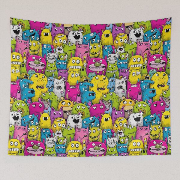 Item preview, Vibrant And Goofy Monster Friends Doodle Crowd designed and sold by Piotrek0001.