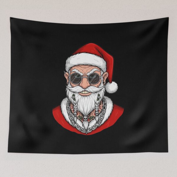 Item preview, Rebel Santa Claus with Braided Beard and Tattoos designed and sold by RGShirtWorks.
