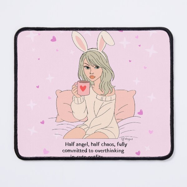Item preview, Half Angel, Half Chaos, Fully Committed to Overthinking in Cute Outfits – Relatable Aesthetic Quote designed and sold by effdesigns.