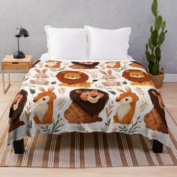Item preview, Gentle Lions And Bunnies Folk Art Pattern designed and sold by Piotrek0001.