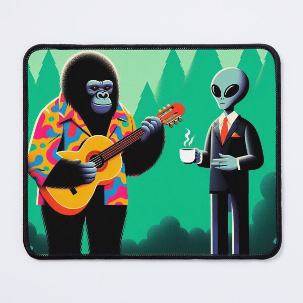 Item preview, cute guitarist gorilla and alien designed and sold by Dogandesighn.